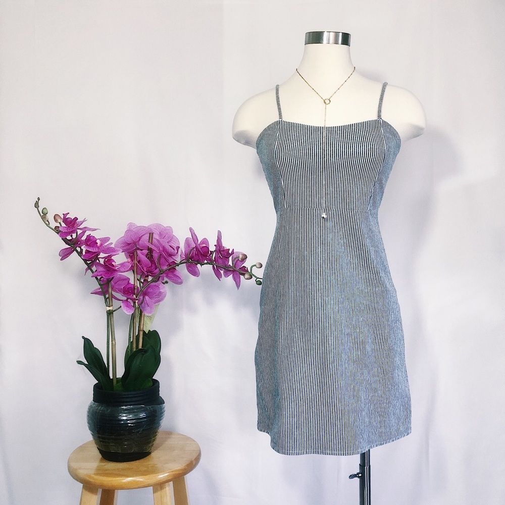 Brandy Melville striped blue and white dress